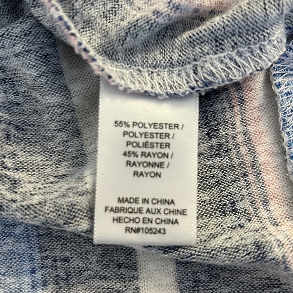 Bobeau Blue White & Pink Striped Short Sleeve Top Size Medium - Picture 6 of 6